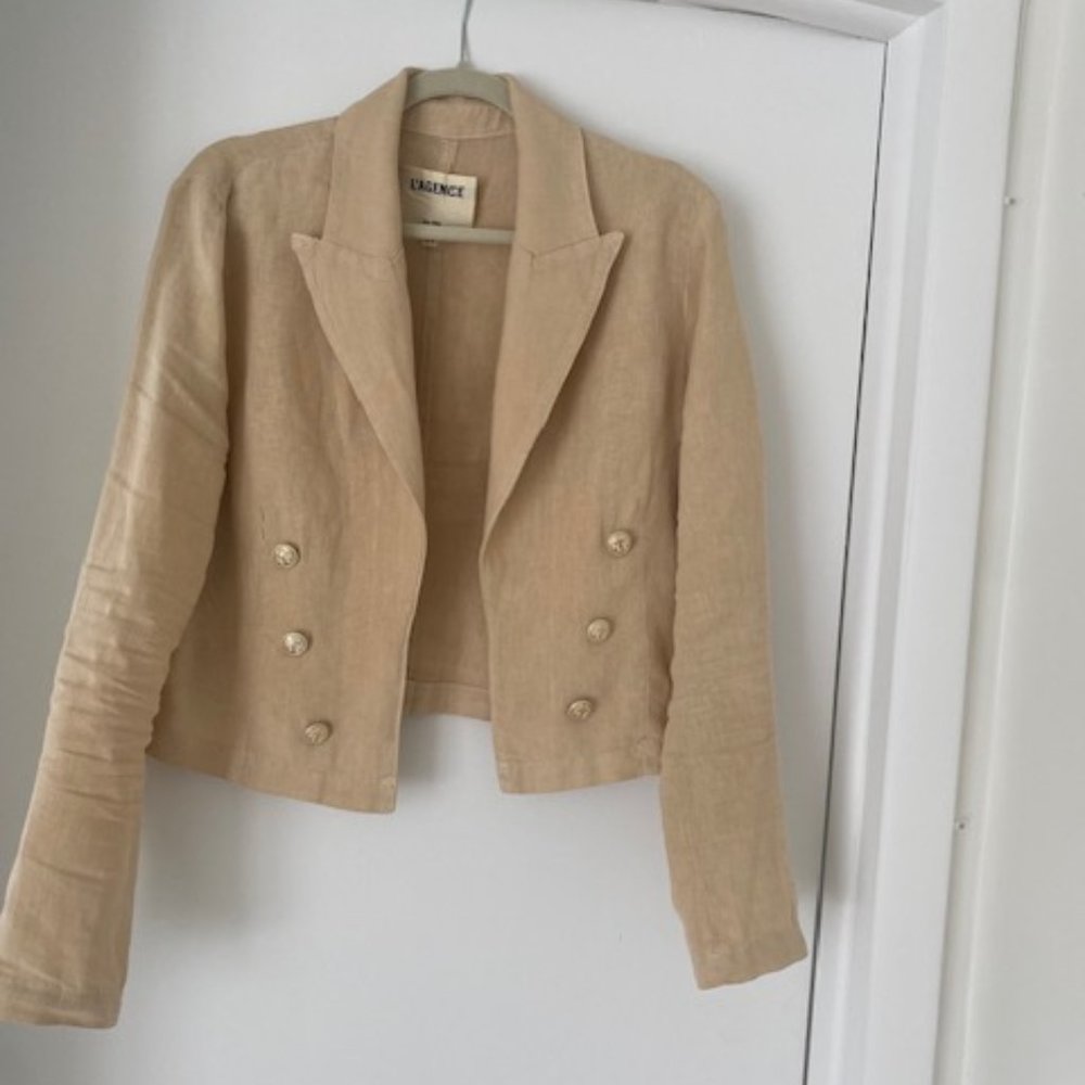l'agence dolly crop linen blazer
